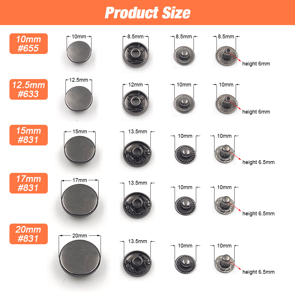 50 zestawów 831/633/655 zatrza – Snap Fastener Set recenzja i cena